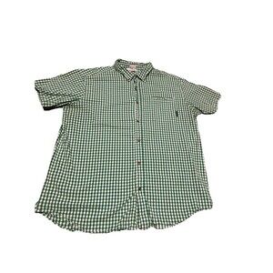 Columbia S/S Button Down Shirt Green/White Gingham Regular Fit Medium